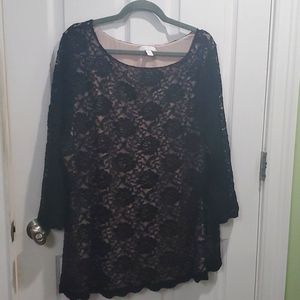 Charter club plus size 3x black lace top